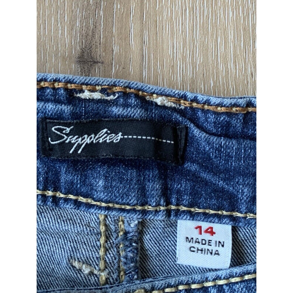 Supplies By Union Bay Tummy Smoothing Jeans Style Amy Embroidered Pockets Sz 14 - Picture 2 of 15